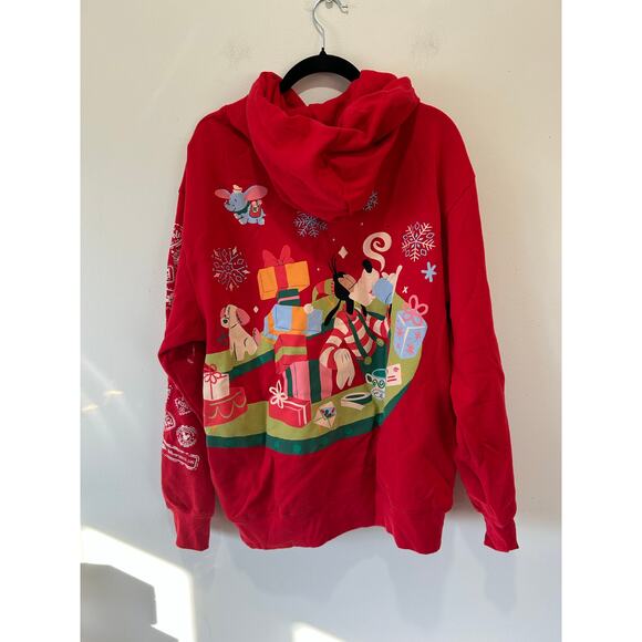 Disney Parks 2024 Mickey Mouse and Friends Christmas hoodie size M red - Picture 2 of 10